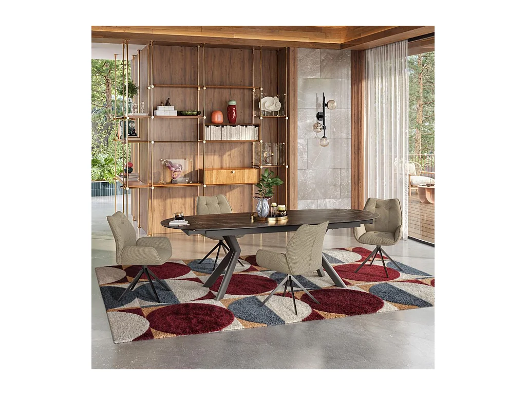 Habitat - Chaise en tissu 3D et métal noir avec accoudoirs - Beige sable - Carilo