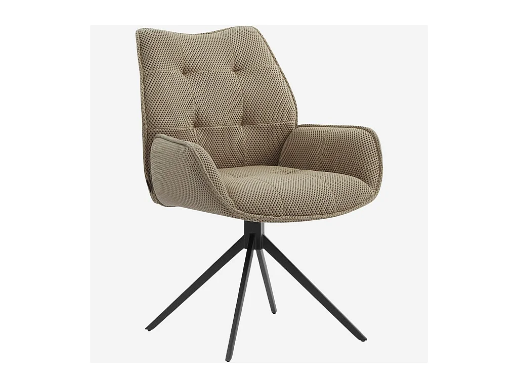 Habitat - Chaise en tissu 3D et métal noir avec accoudoirs - Beige sable - Carilo