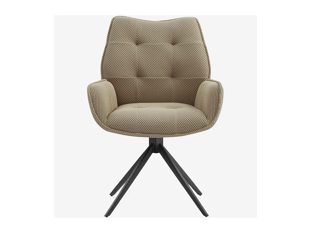 Habitat - Chaise en tissu 3D et métal noir avec accoudoirs - Beige sable - Carilo