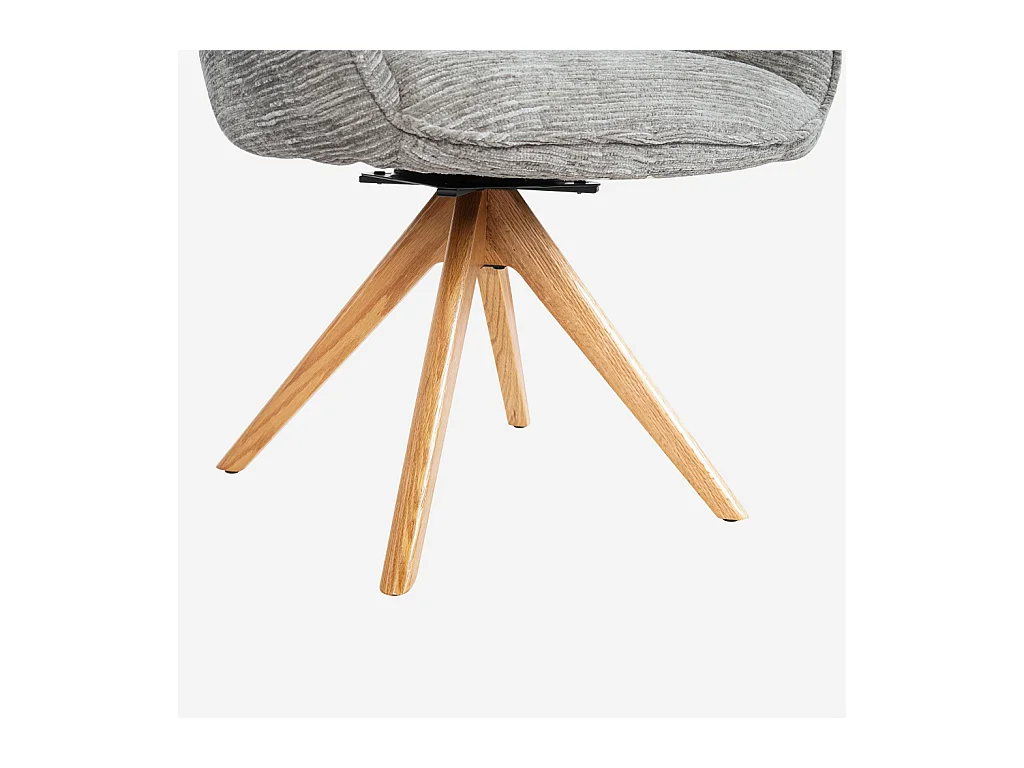 Habitat - Chaise pivotante en tissu et chêne avec accoudoirs - Gris argent - Timiso
