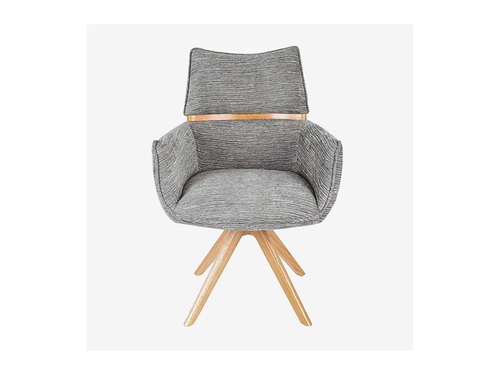 Habitat - Chaise pivotante en tissu et chêne avec accoudoirs - Gris argent - Timiso