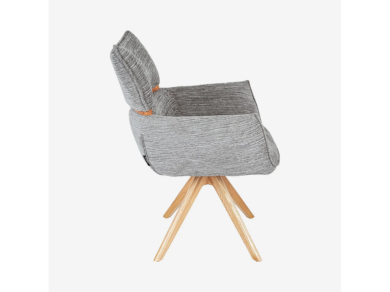 Habitat - Chaise pivotante en tissu et chêne avec accoudoirs - Gris argent - Timiso