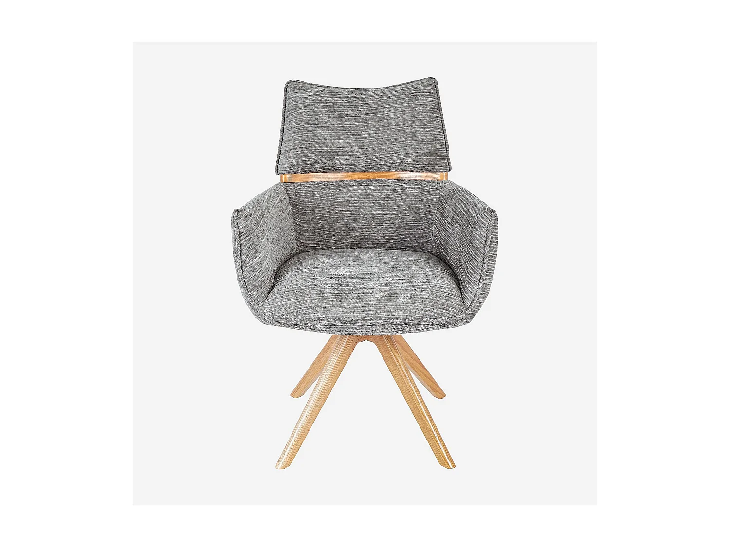 Habitat - Chaise pivotante en tissu et chêne avec accoudoirs - Gris argent - Timiso