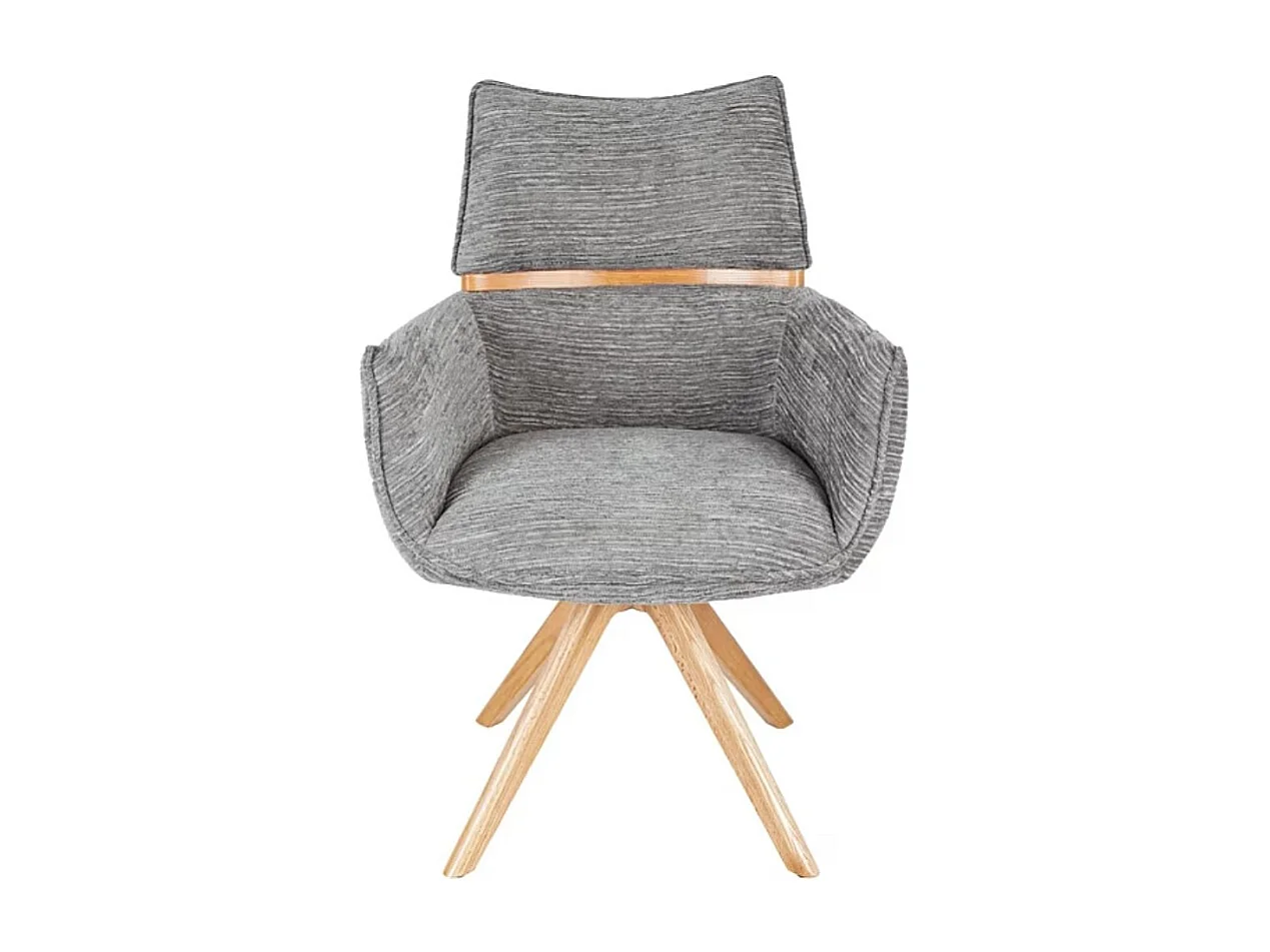 Habitat - Chaise pivotante en tissu et chêne avec accoudoirs - Gris argent - Timiso
