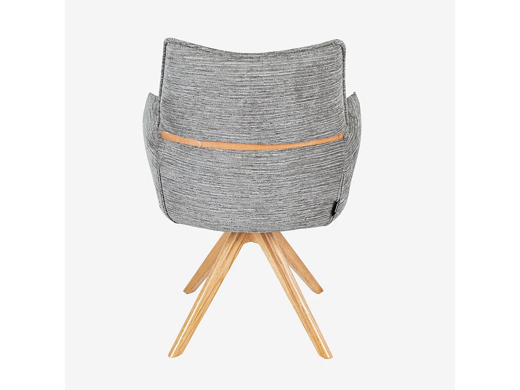 Habitat - Chaise pivotante en tissu et chêne avec accoudoirs - Gris argent - Timiso