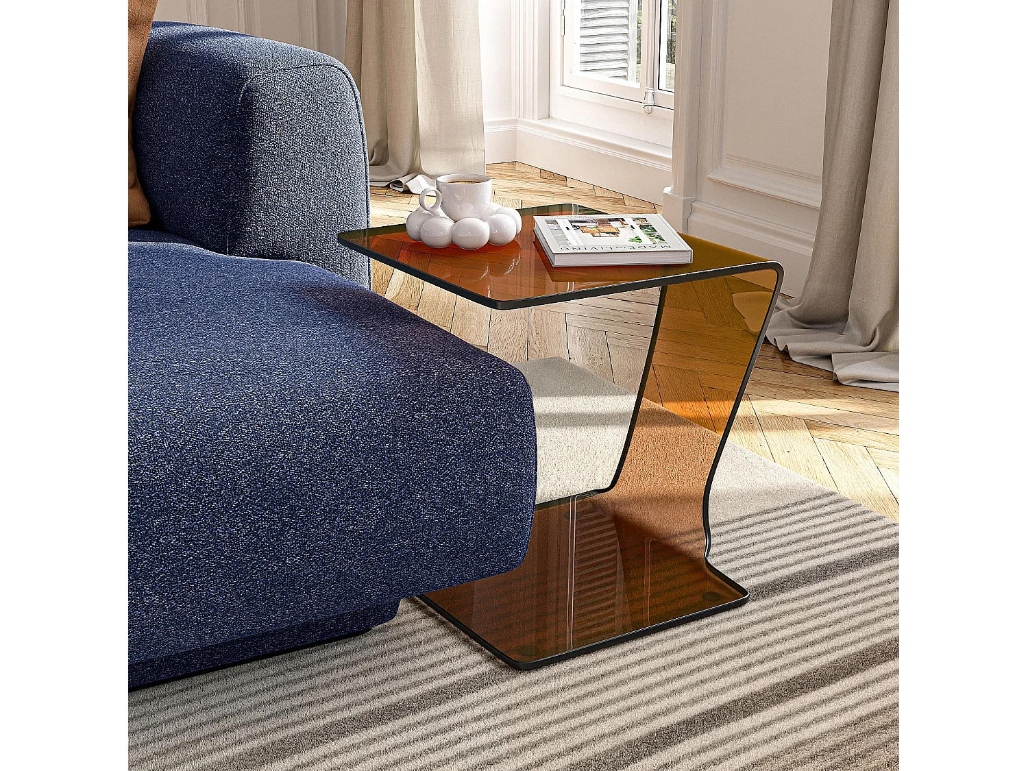 Habitat - Table d'appoint en verre - Marron ambré - Cornuda