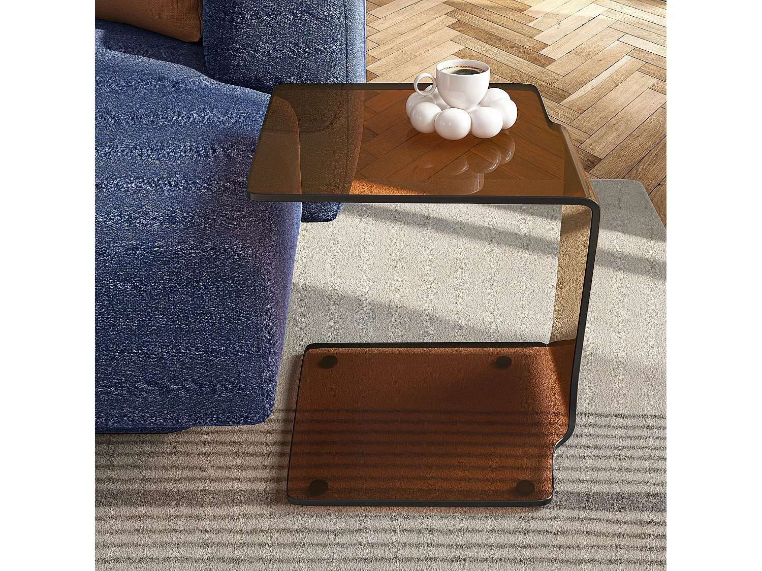 Table d'appoint en verre - Marron ambré