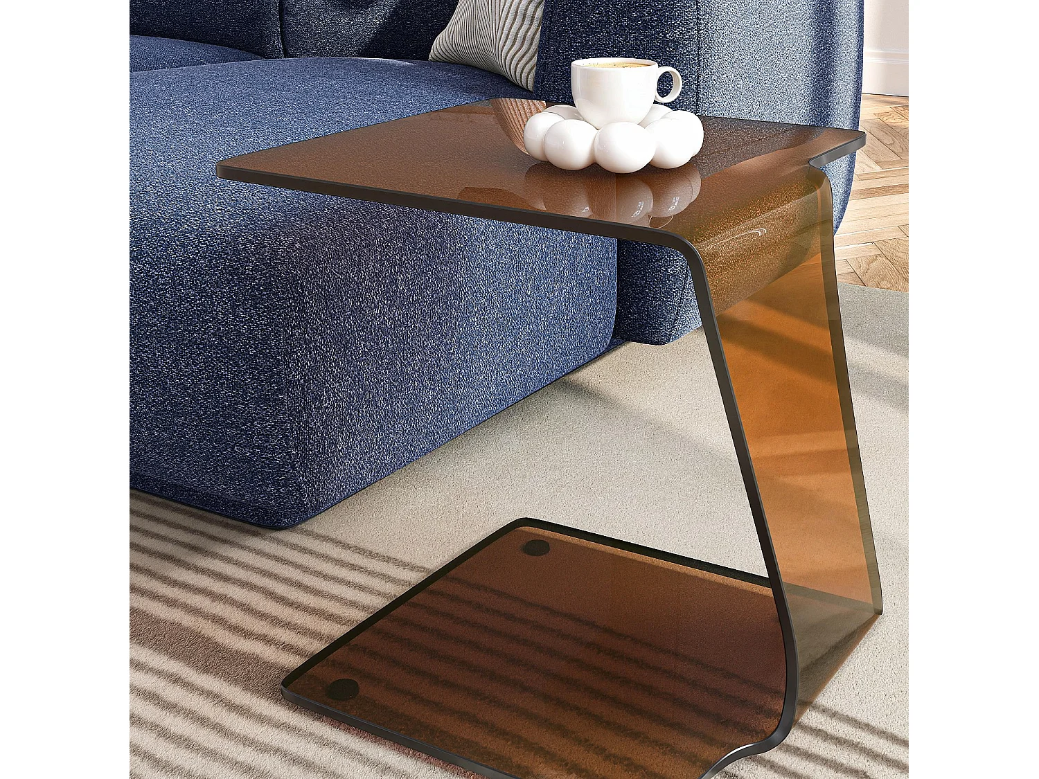 Table d'appoint en verre - Marron ambré