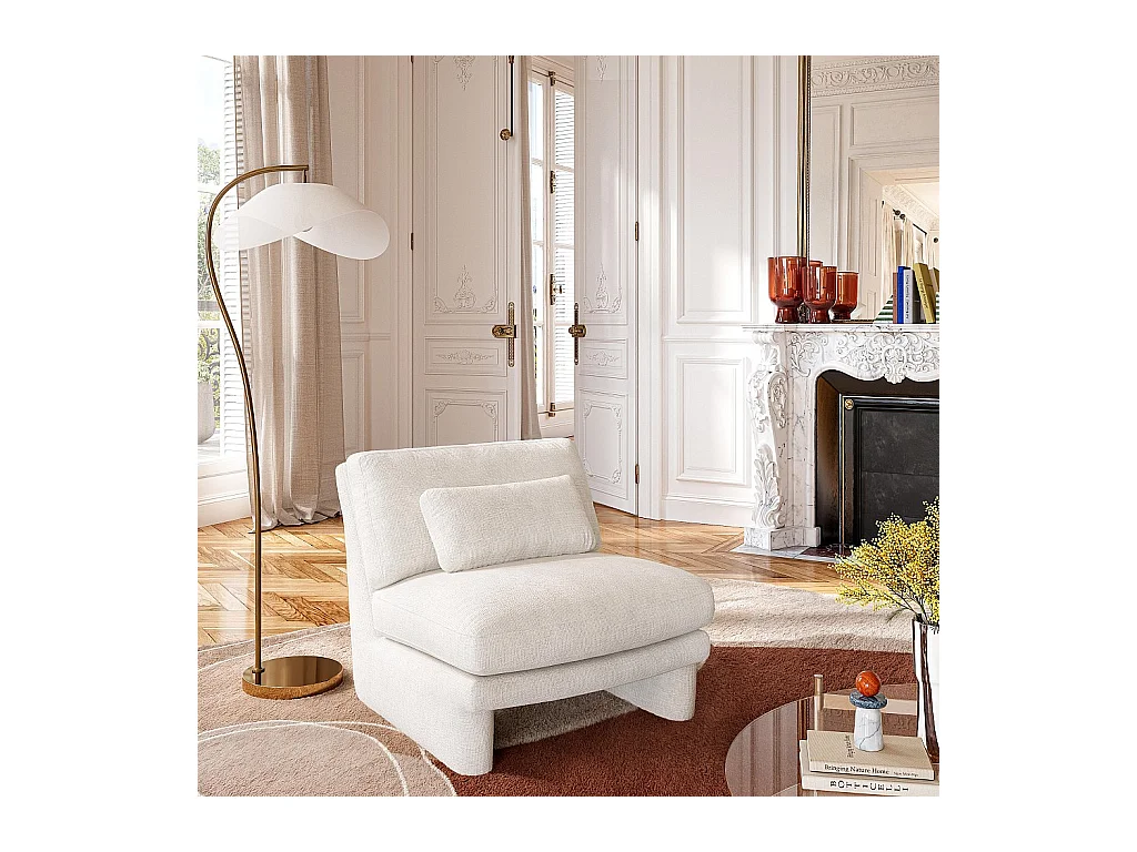 Habitat - Fauteuil en tissu garni de plumes - Blanc - Gaeta