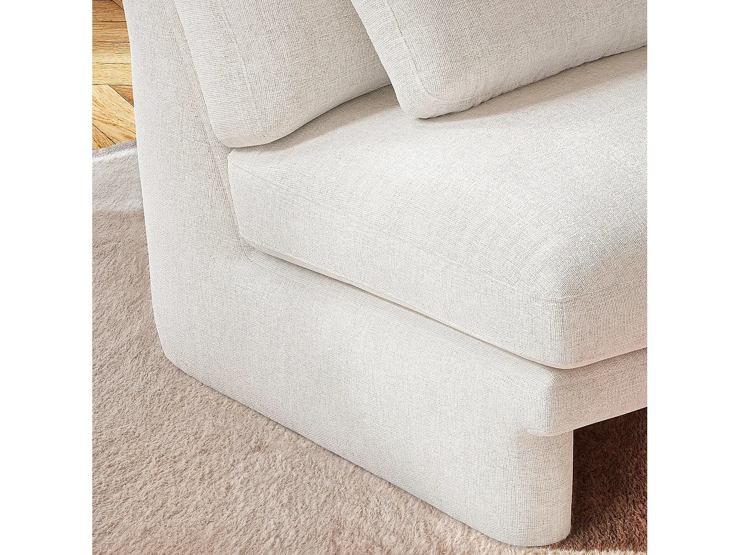 Fauteuil en tissu garni de plumes - Blanc