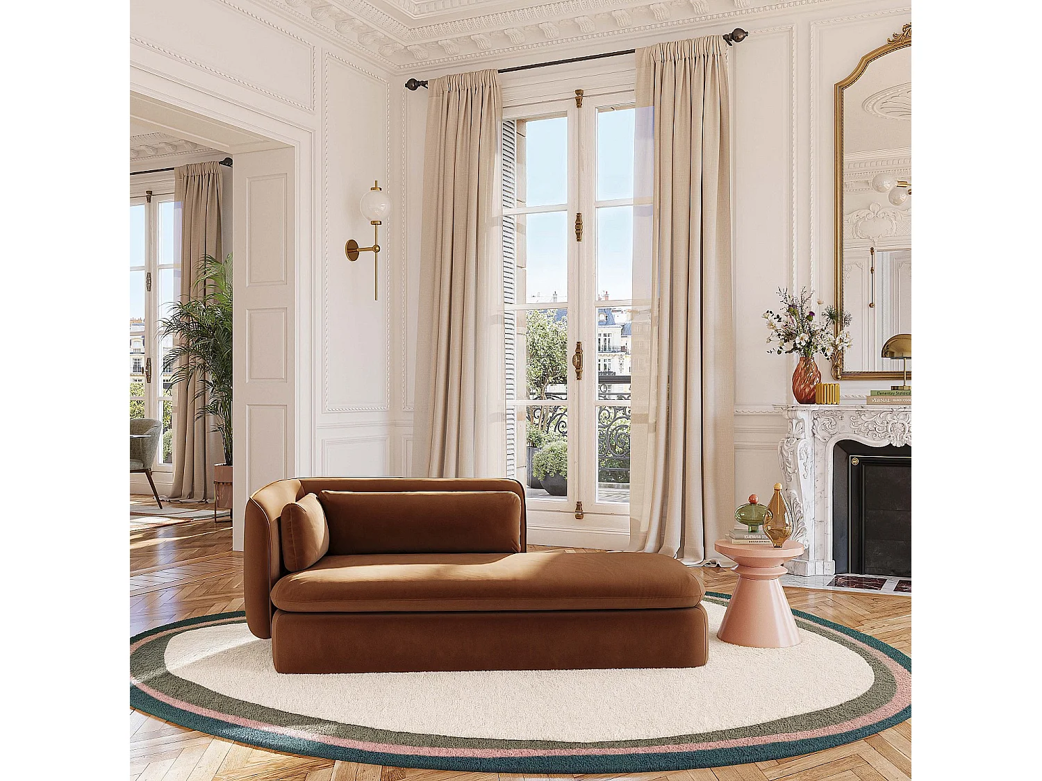 Habitat - Méridienne droite en tissu garnie de plumes - Terracotta - Kalmia