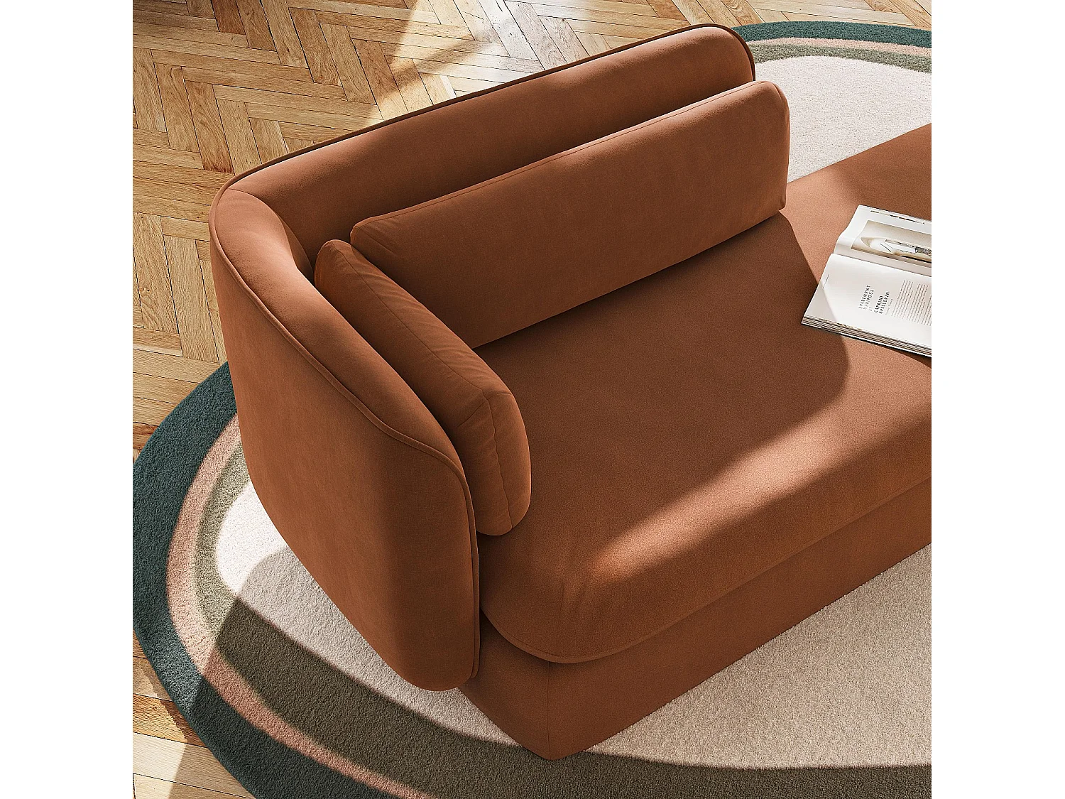 Habitat - Méridienne droite en tissu garnie de plumes - Terracotta - Kalmia