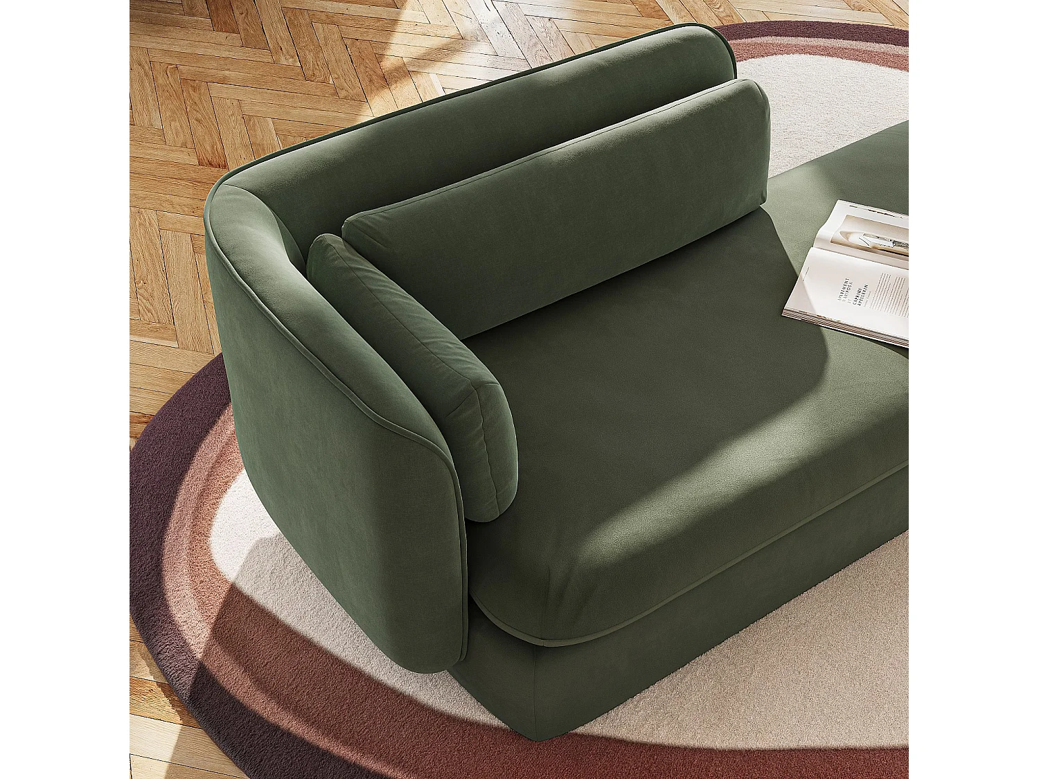 Habitat - Méridienne droite en tissu garnie de plumes - Vert kaki - Kalmia