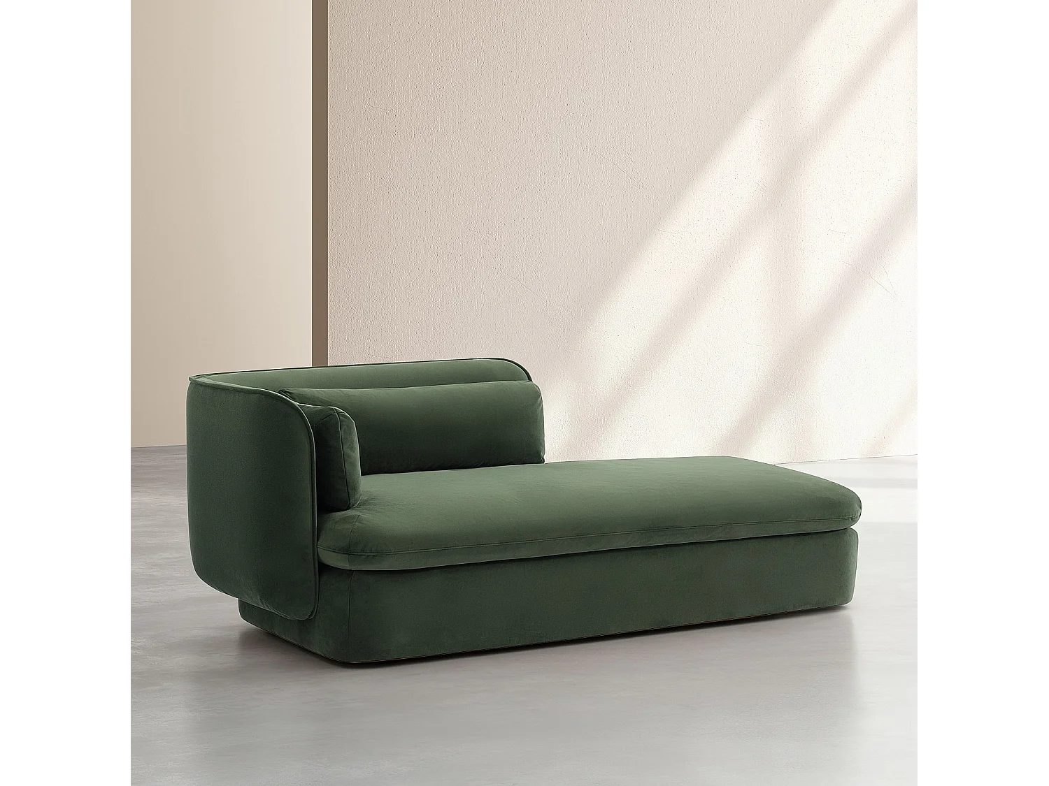 Méridienne droite en tissu garnie de plumes - Vert kaki