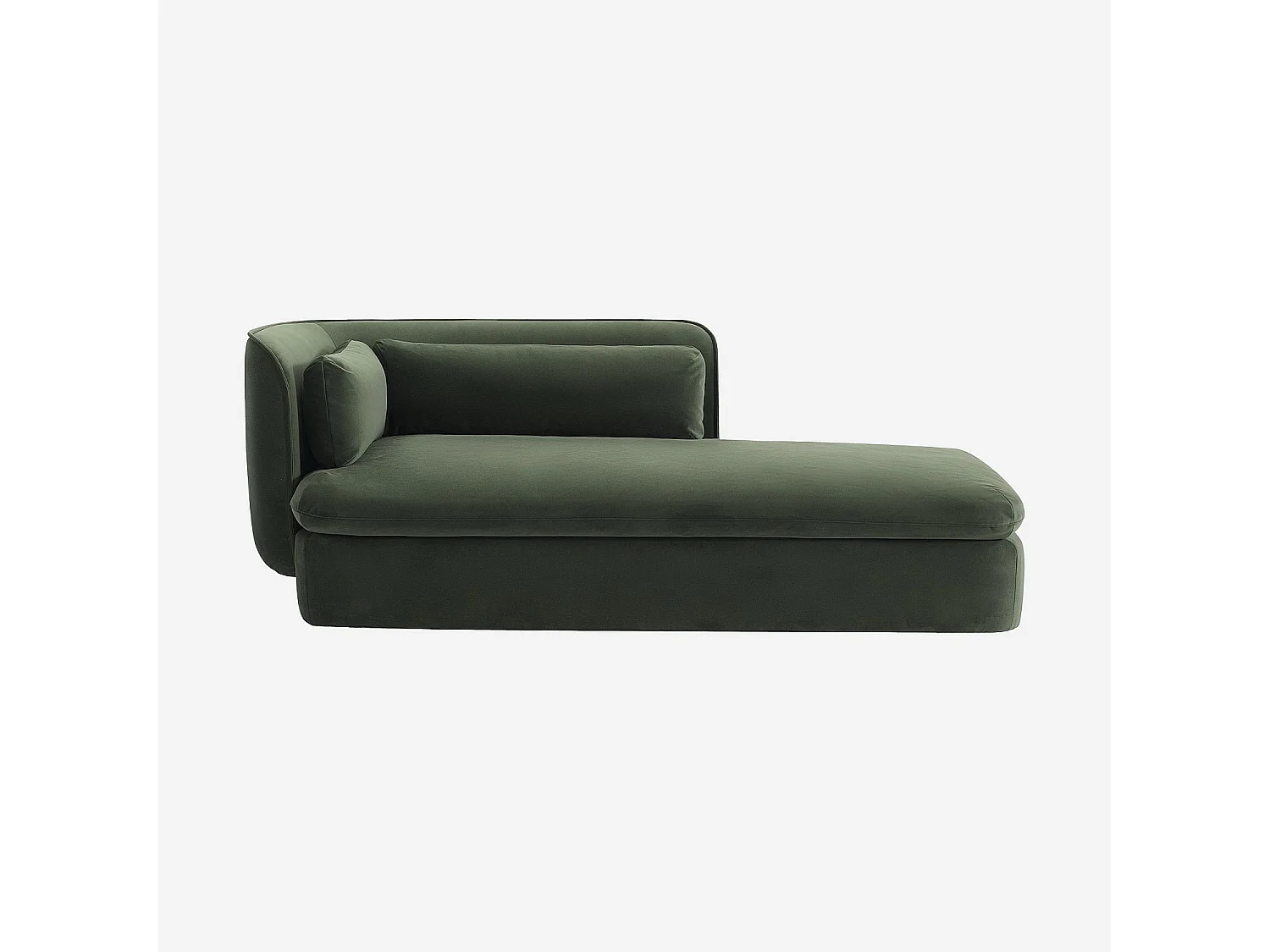 Méridienne droite en tissu garnie de plumes - Vert kaki