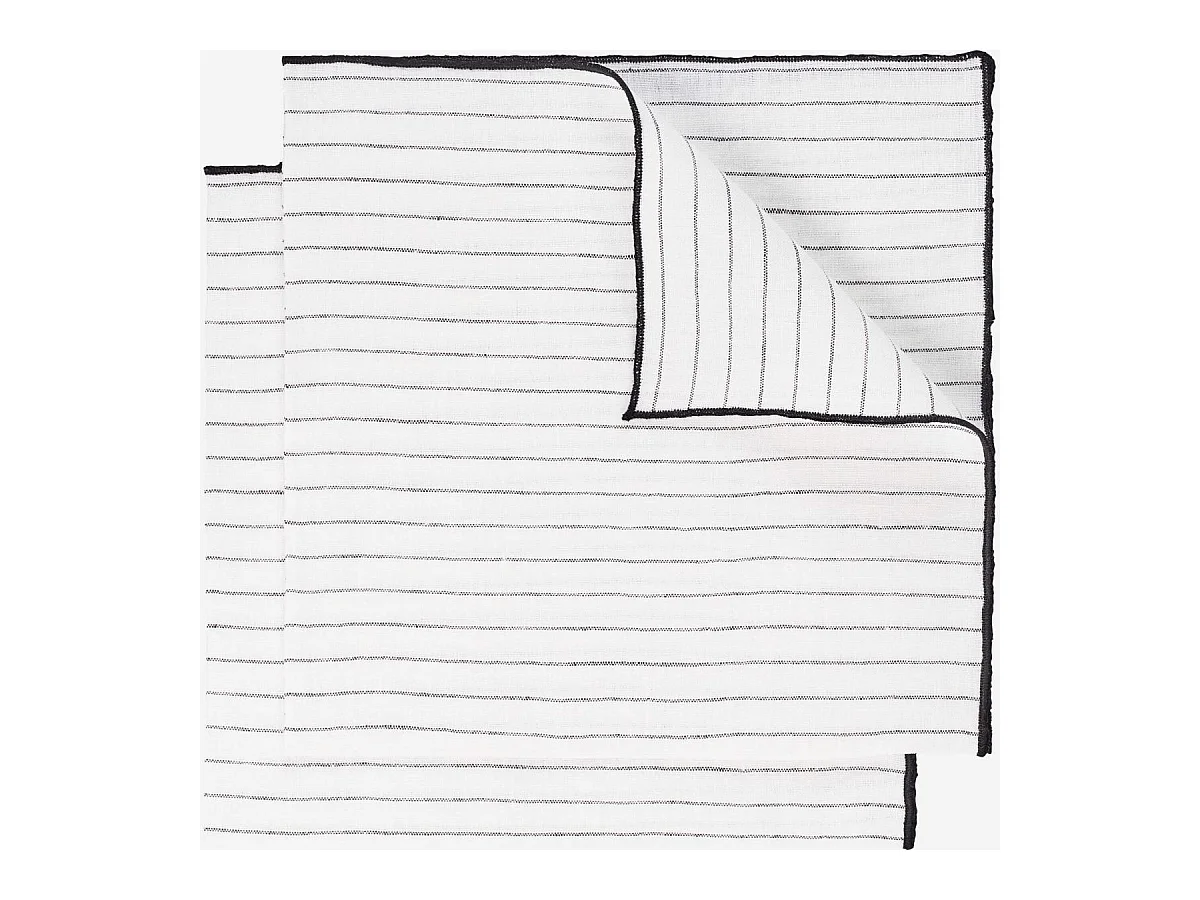 Habitat - Lot de 2 serviettes de table en lin - 45 x 45 cm - Rayures noires (Lot de 2) - Linen