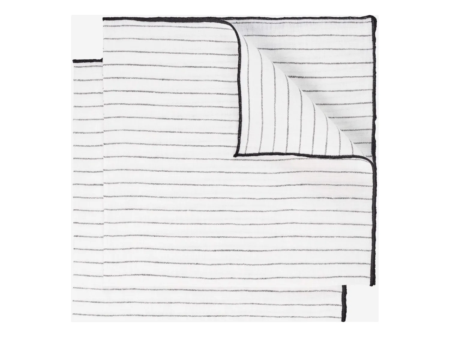 Habitat - Lot de 2 serviettes de table en lin - 45 x 45 cm - Rayures noires (Lot de 2) - Linen