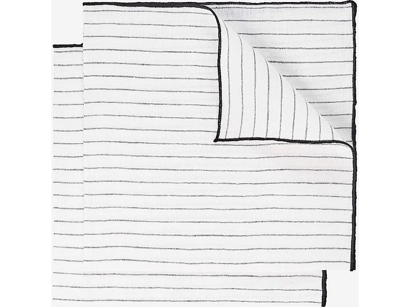 Habitat - Lot de 2 serviettes de table en lin - 45 x 45 cm - Rayures noires (Lot de 2) - Linen