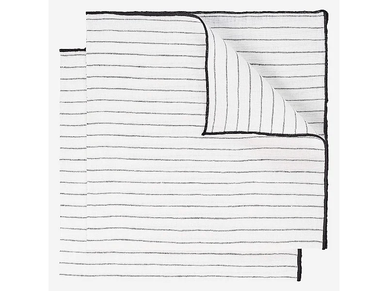 Habitat - Lot de 2 serviettes de table en lin - 45 x 45 cm - Rayures noires (Lot de 2) - Linen