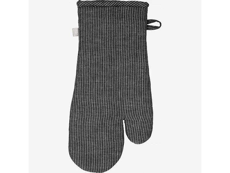 Habitat - Gant de cuisine en coton et lin noir tissé blanc - Fitzroy