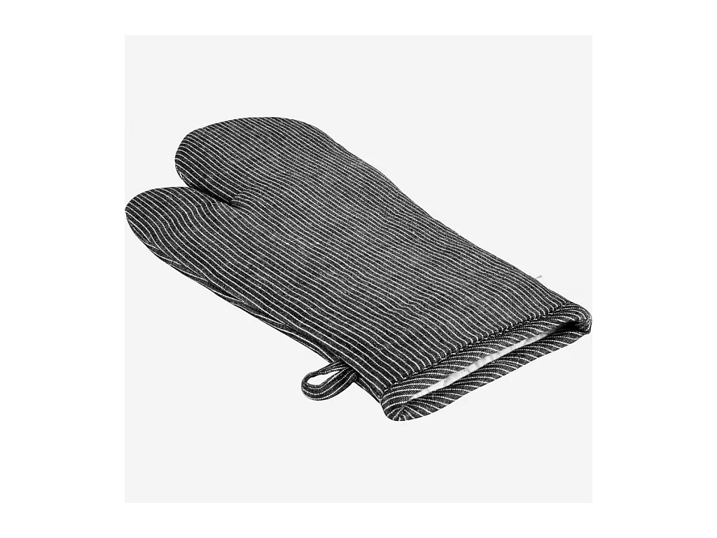 Habitat - Gant de cuisine en coton et lin noir tissé blanc - Fitzroy