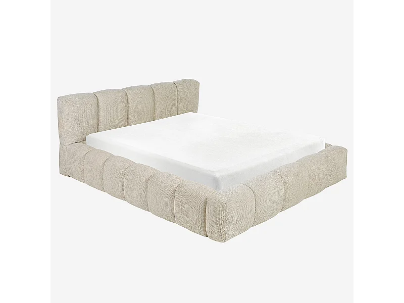 Habitat - Lit coffre 160 x 200 cm en tissu chenille - Crème - Setana