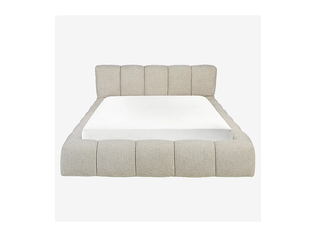 Habitat - Lit coffre 160 x 200 cm en tissu chenille - Crème - Setana