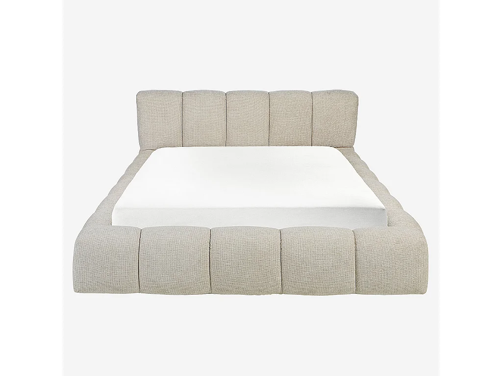 Habitat - Lit coffre 160 x 200 cm en tissu chenille - Crème - Setana