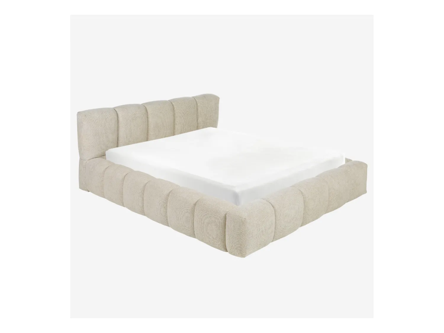 Habitat - Lit coffre 160 x 200 cm en tissu chenille - Crème - Setana