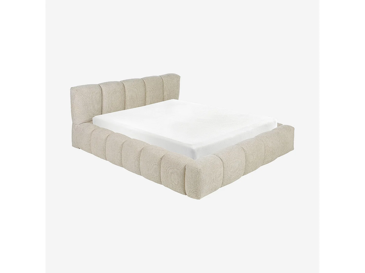 Habitat - Lit coffre 160 x 200 cm en tissu chenille - Crème - Setana