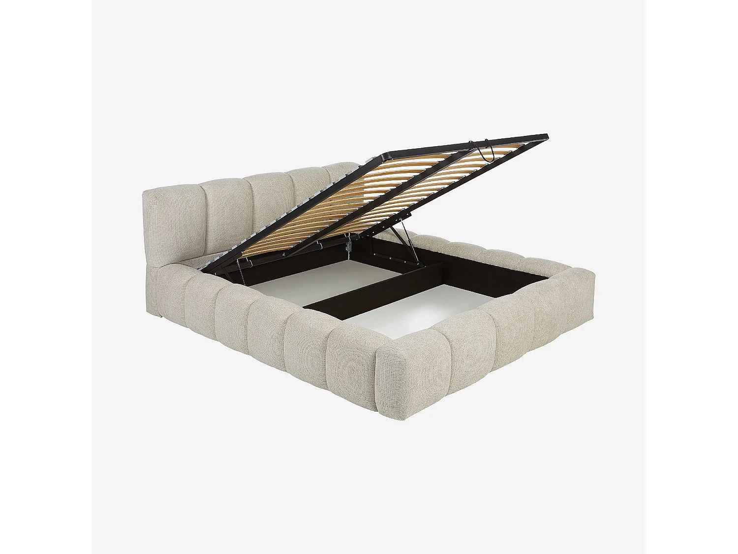 Habitat - Lit coffre 160 x 200 cm en tissu chenille - Crème - Setana