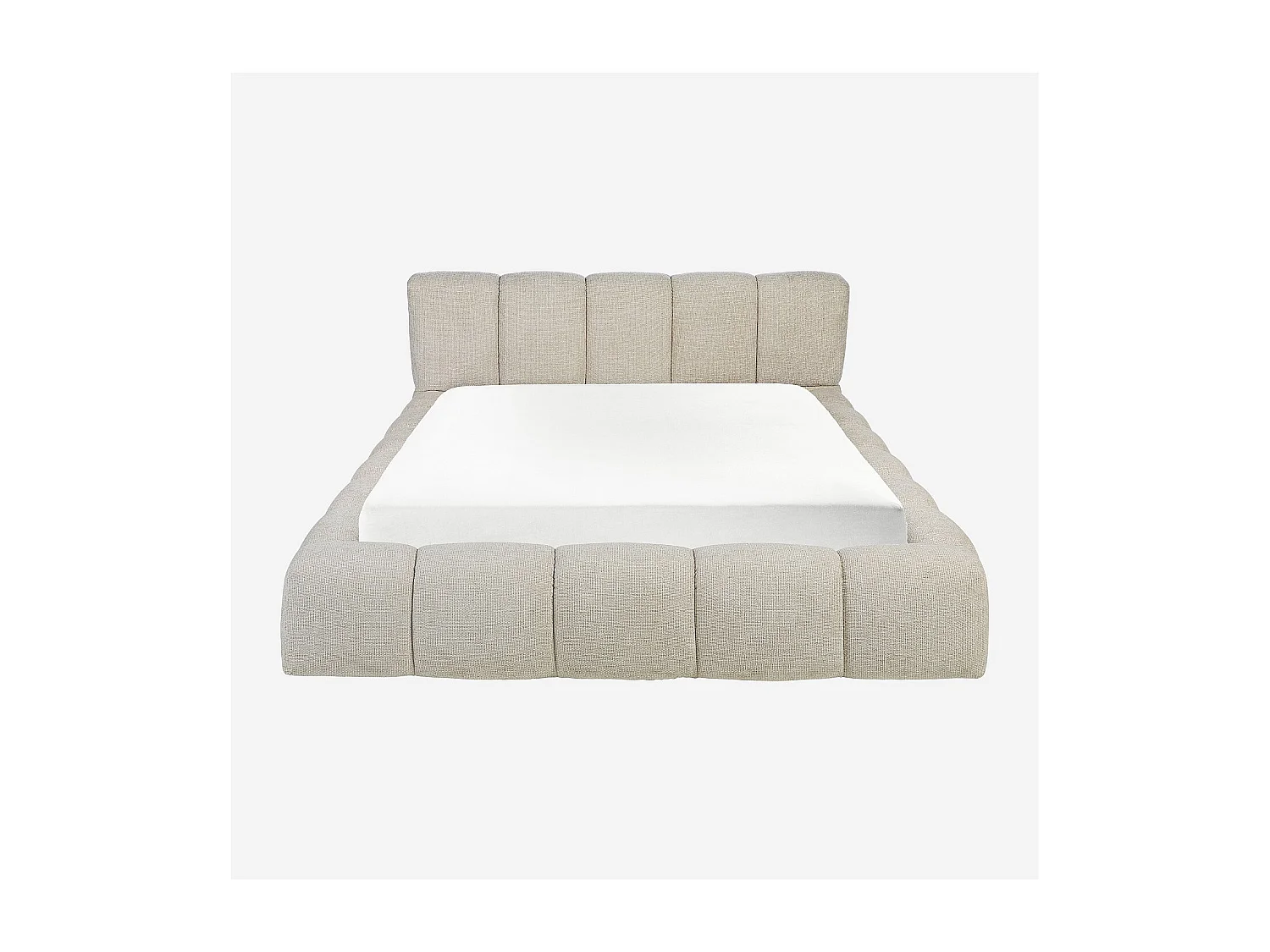 Lit coffre 160 x 200 cm en tissu chenille - Crème