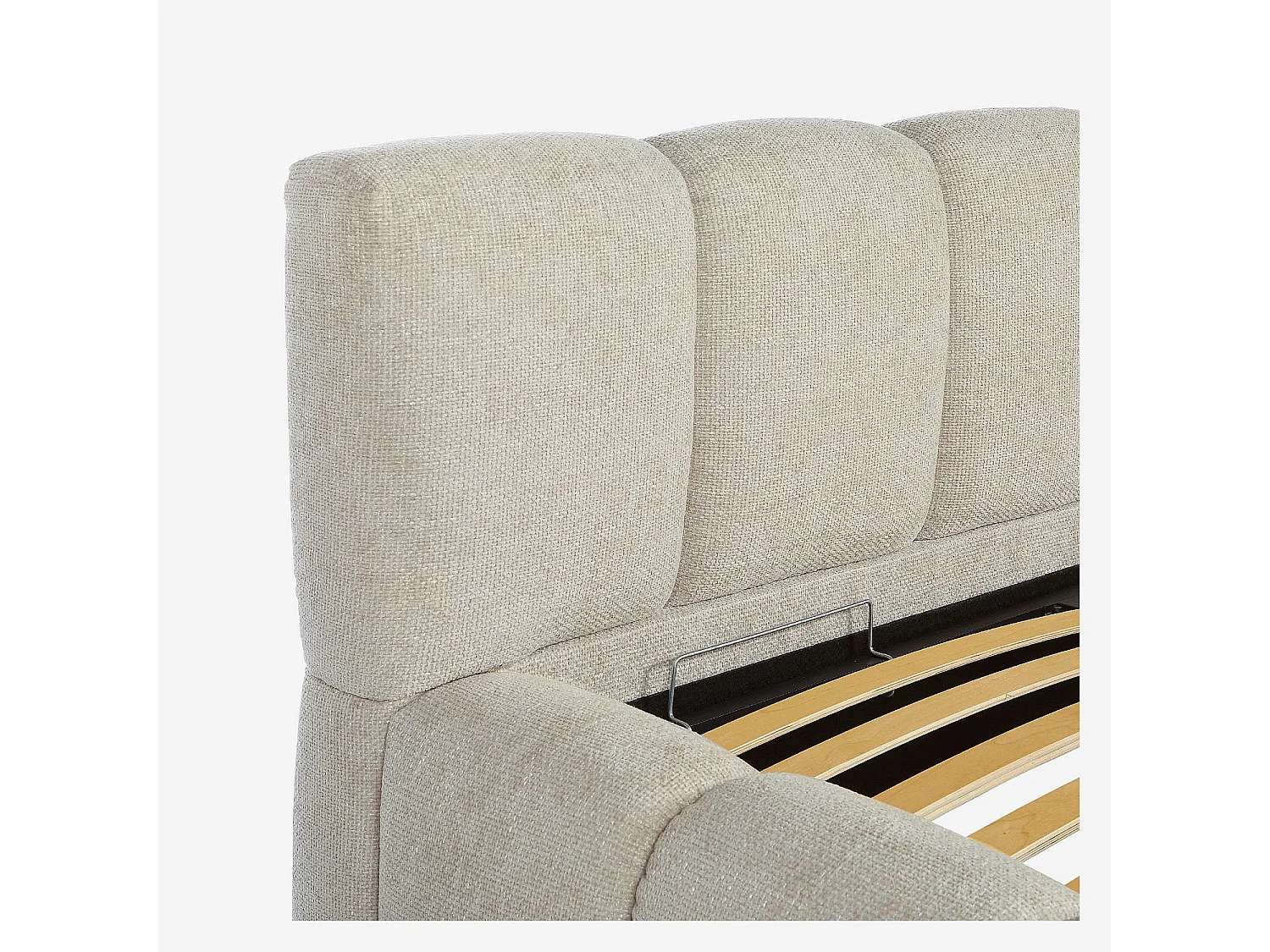 Lit coffre 160 x 200 cm en tissu chenille - Crème