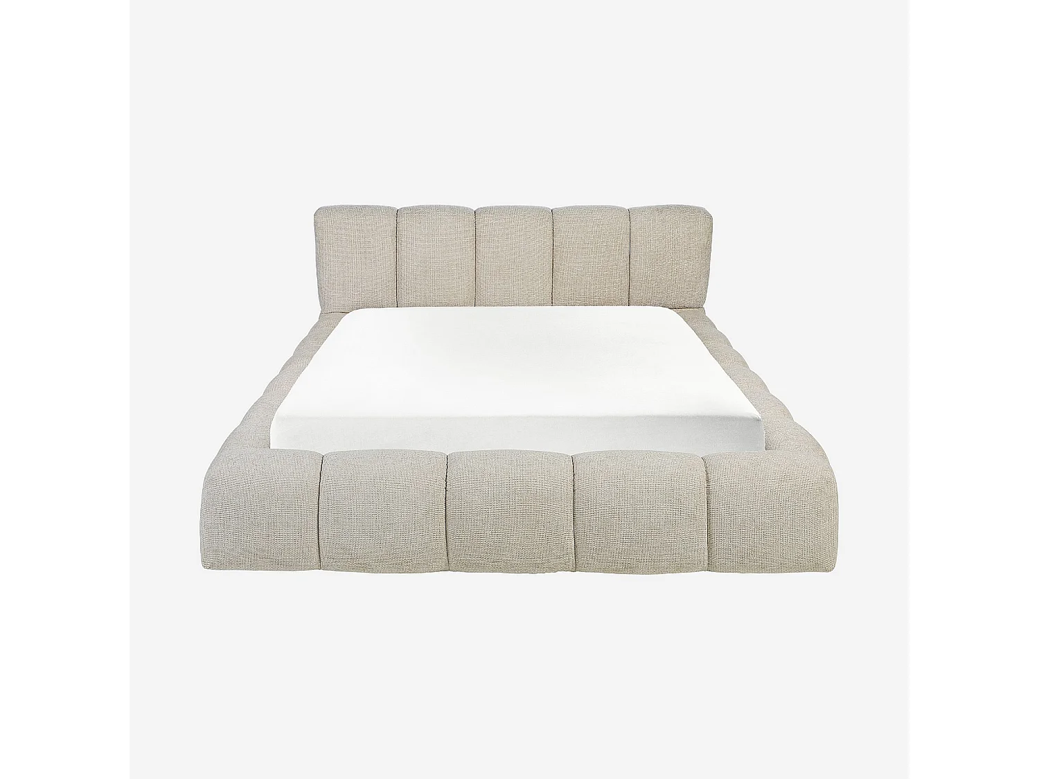 Lit coffre 160 x 200 cm en tissu chenille - Crème