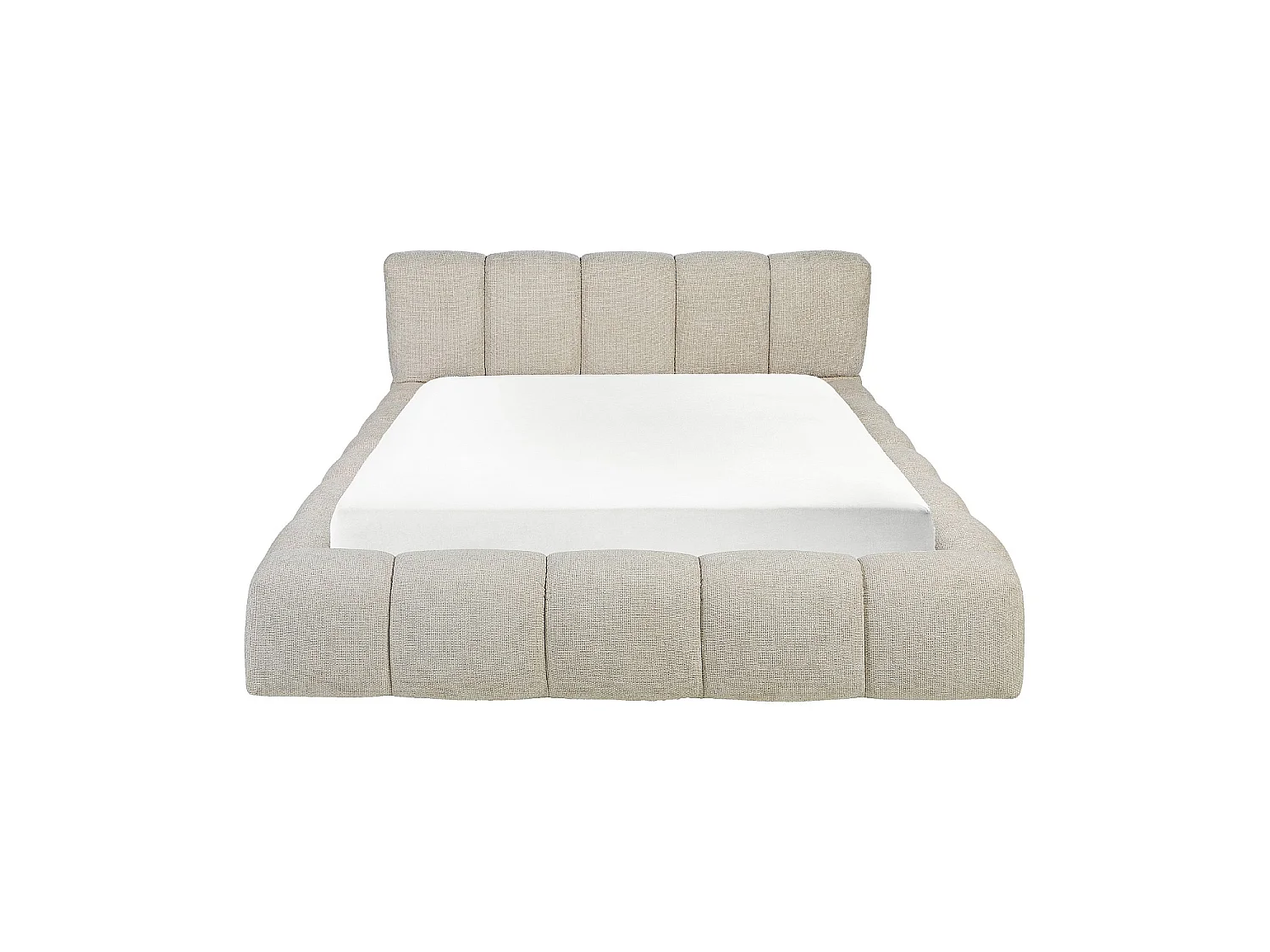 Habitat - Lit coffre 160 x 200 cm en tissu chenille - Crème - Setana