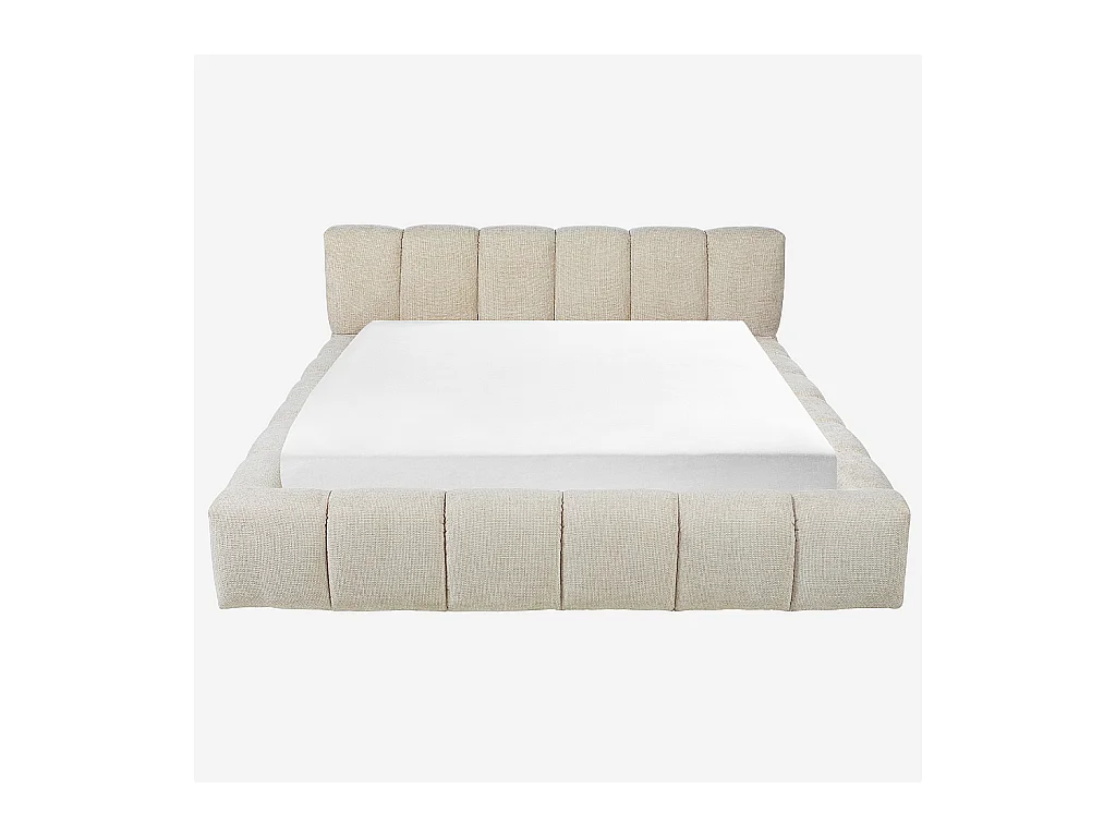 Habitat - Lit coffre 180 x 200 cm en tissu chenille - Crème - Setana