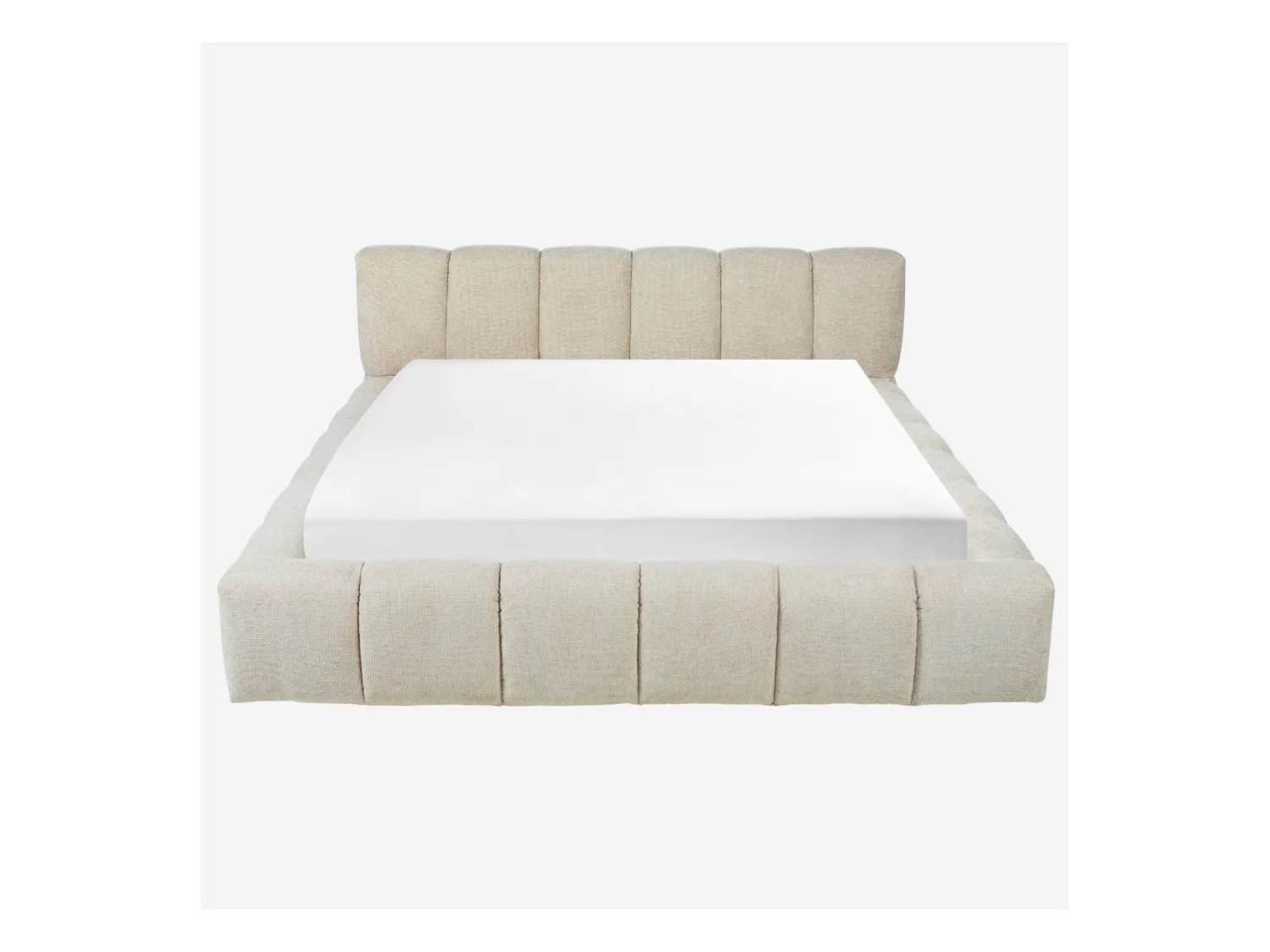 Habitat - Lit coffre 180 x 200 cm en tissu chenille - Crème - Setana