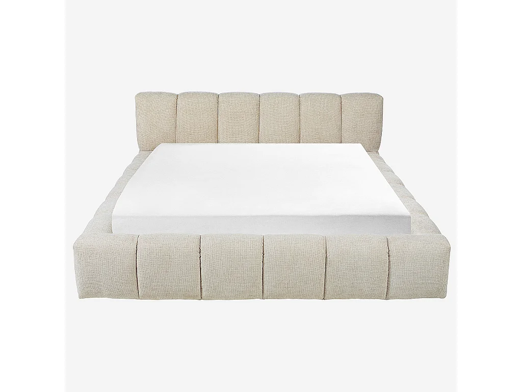 Habitat - Lit coffre 180 x 200 cm en tissu chenille - Crème - Setana