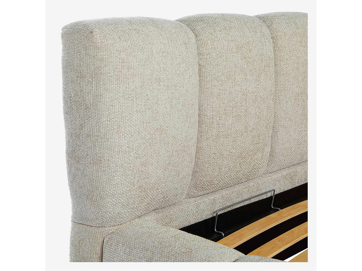 Lit coffre 180 x 200 cm en tissu chenille - Crème