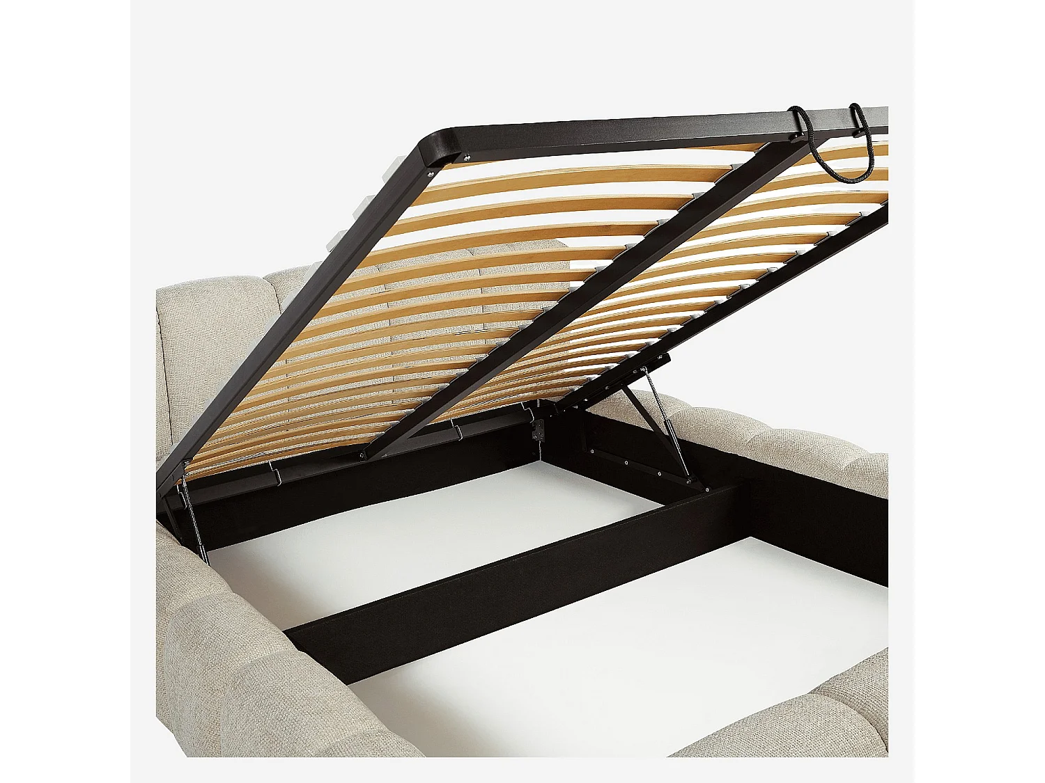 Lit coffre 180 x 200 cm en tissu chenille - Crème