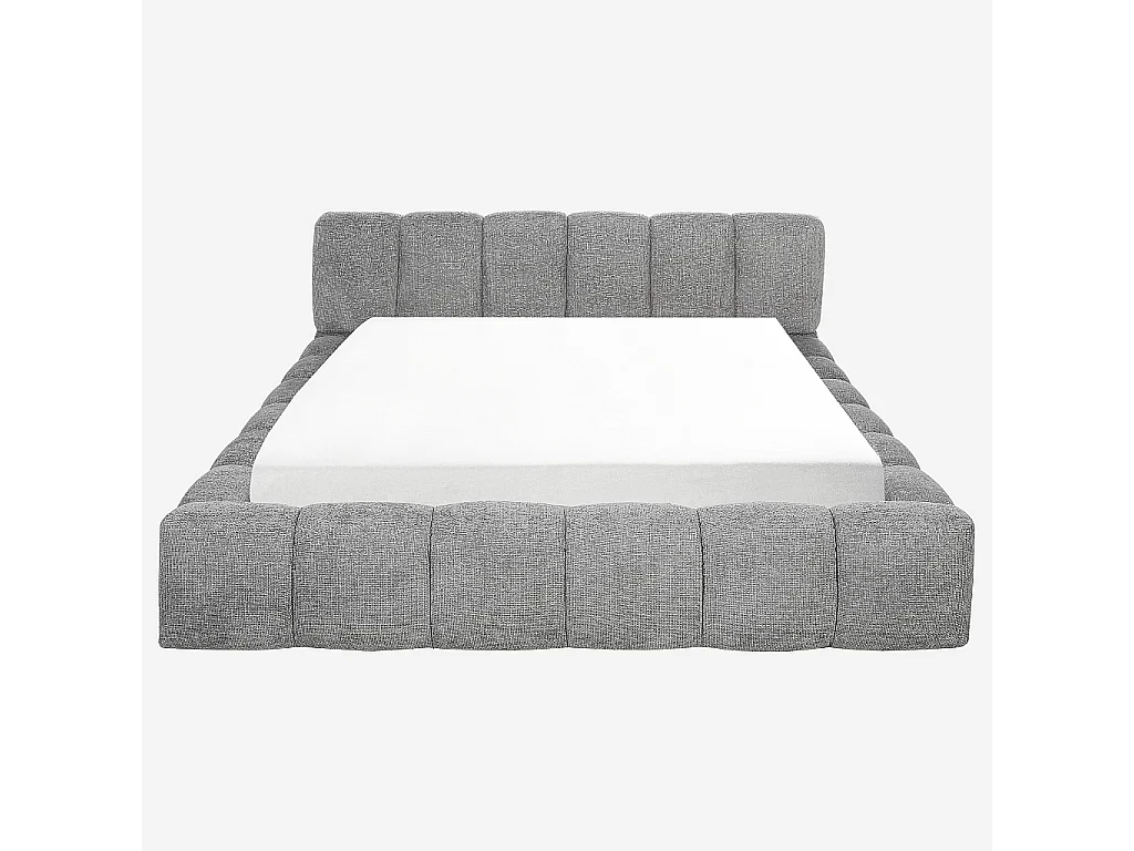 Habitat - Lit coffre 180 x 200 cm en tissu chenille - Gris galet - Setana