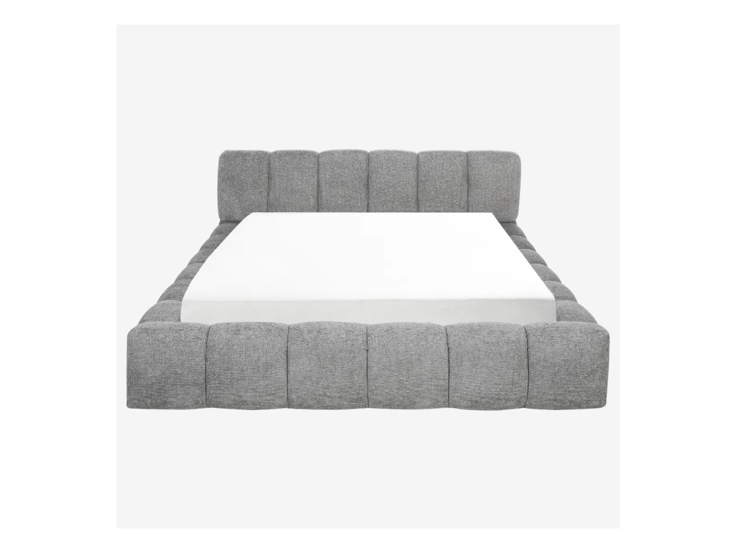 Habitat - Lit coffre 180 x 200 cm en tissu chenille - Gris galet - Setana