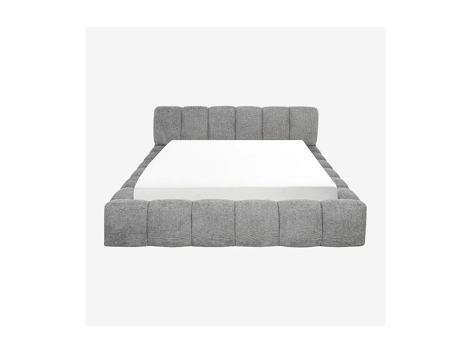 Lit coffre 180 x 200 cm en tissu chenille - Gris galet