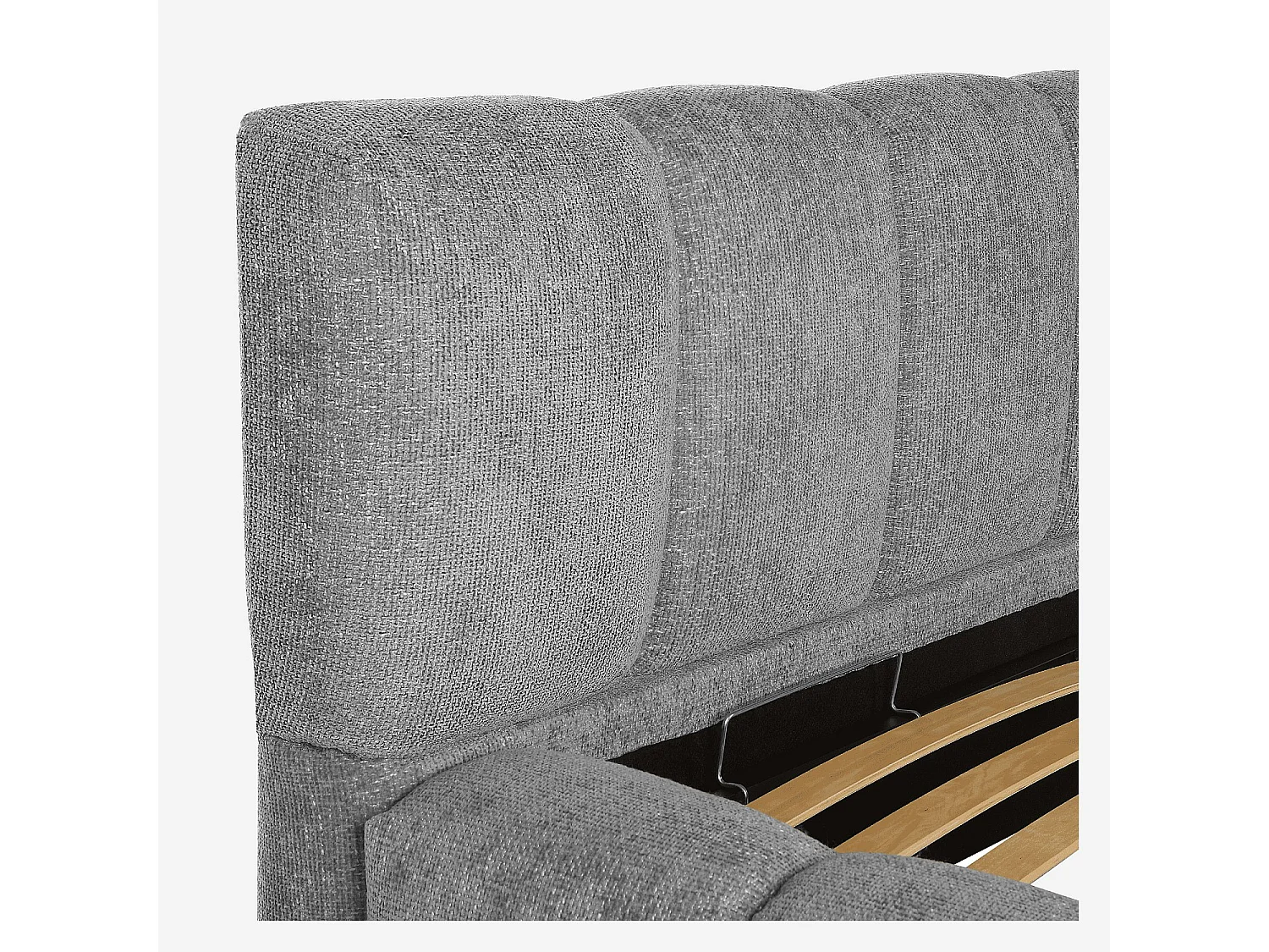 Lit coffre 180 x 200 cm en tissu chenille - Gris galet