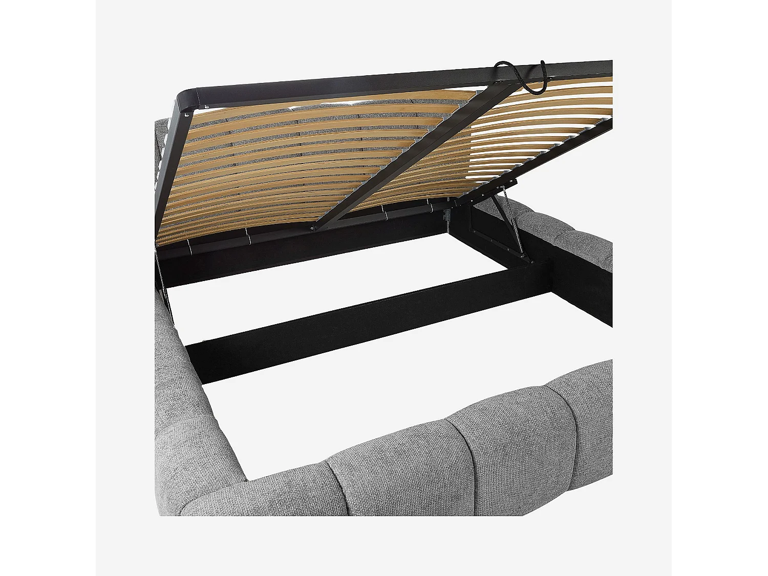 Lit coffre 180 x 200 cm en tissu chenille - Gris galet