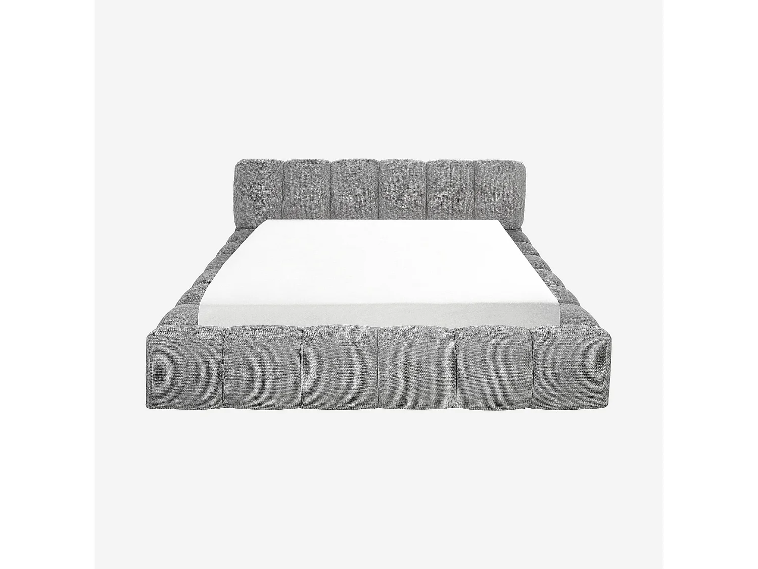 Lit coffre 180 x 200 cm en tissu chenille - Gris galet