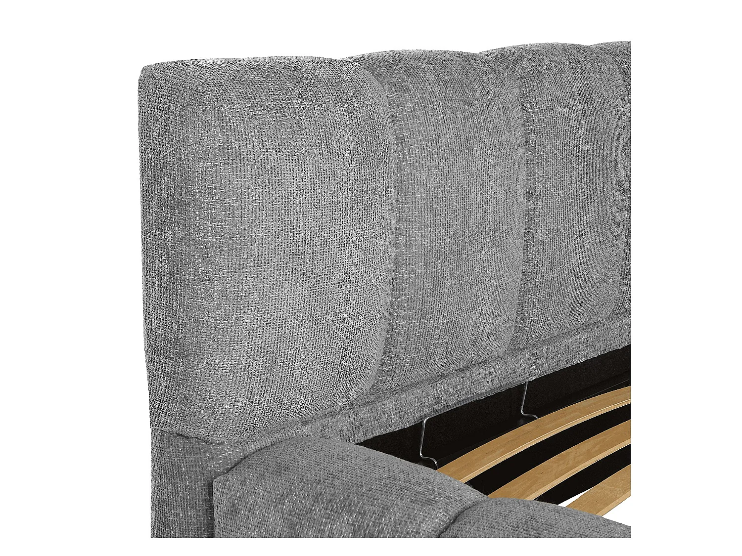 Habitat - Lit coffre 180 x 200 cm en tissu chenille - Gris galet - Setana