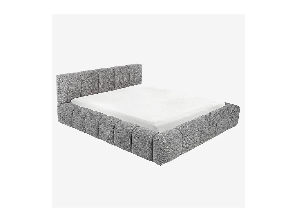 Habitat - Lit coffre 160 x 200 cm en tissu chenille - Gris galet - Setana