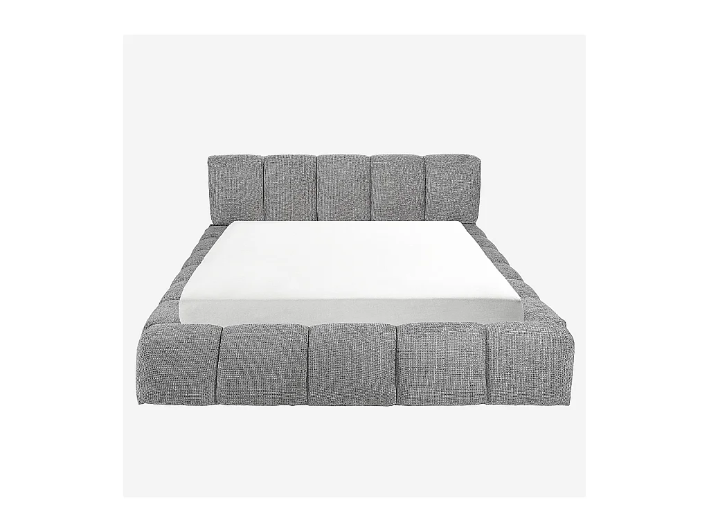 Habitat - Lit coffre 160 x 200 cm en tissu chenille - Gris galet - Setana