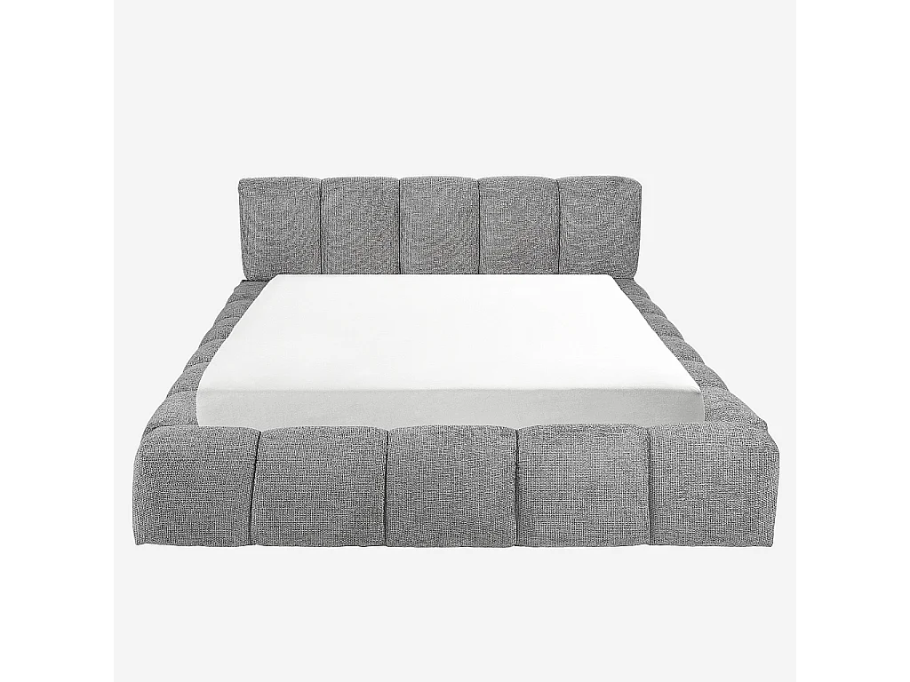 Habitat - Lit coffre 160 x 200 cm en tissu chenille - Gris galet - Setana